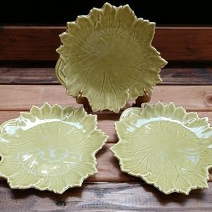 3 VTG woodfield leaf pottery dessert/salad plates